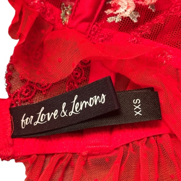 For Love & Lemons Red Lace & Mesh Underwire Bustier Bra SZ. XXS - Picture 15 of 16